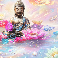 Modern Spiritual Calm Buddha Crystal Glass Painting