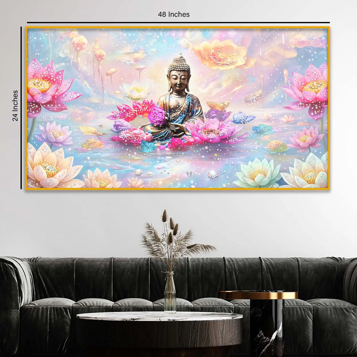 Modern Spiritual Calm Buddha Crystal Glass Painting