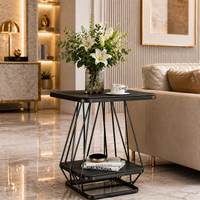Modern Square Shaped Creative Artistic Black Metal Finish