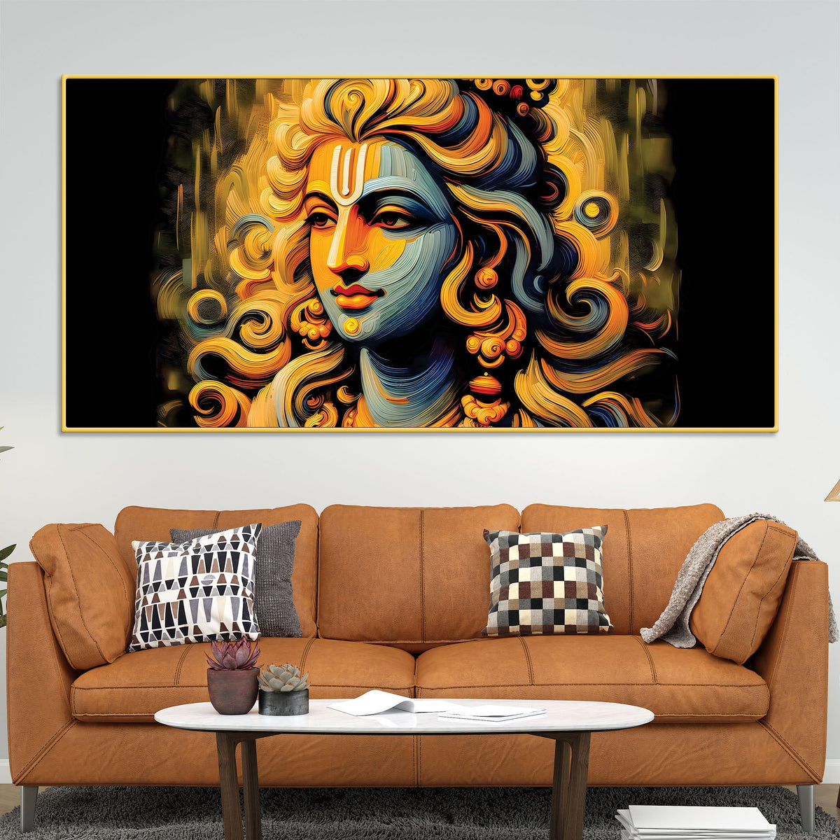 Modern Style Lord Krishna Canvas Painting for Elegant Home Décor
