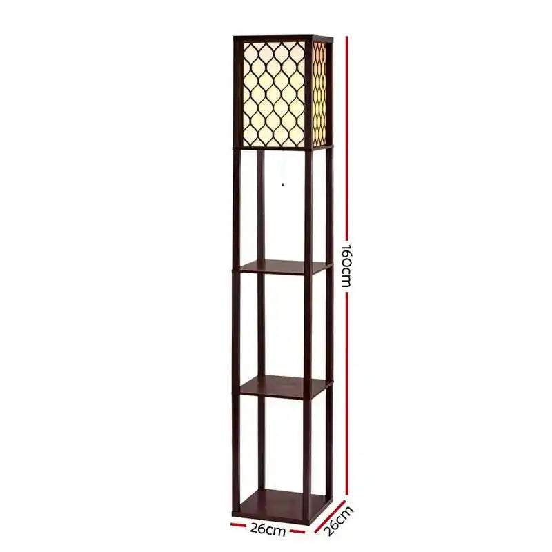 Modern Style Wooden Floor Lamp With Shelf For Living Room, Bedroom