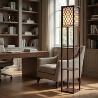 Modern Style Wooden Floor Lamp With Shelf For Living Room, Bedroom
