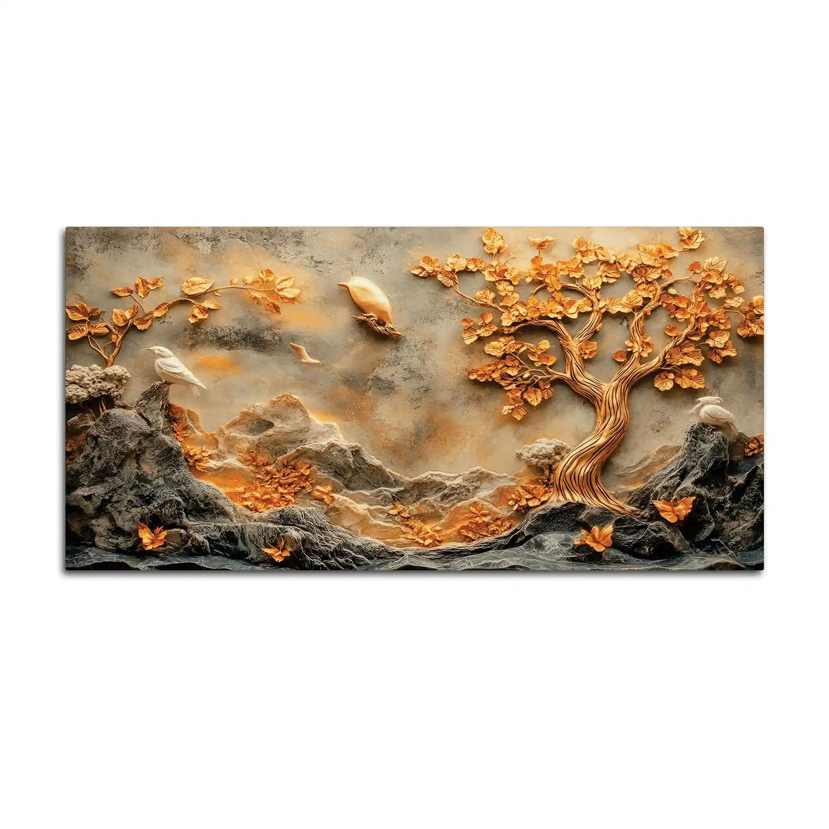 Modern Tree Abstract Texture Wall Art Canvas Painting for Home Decor