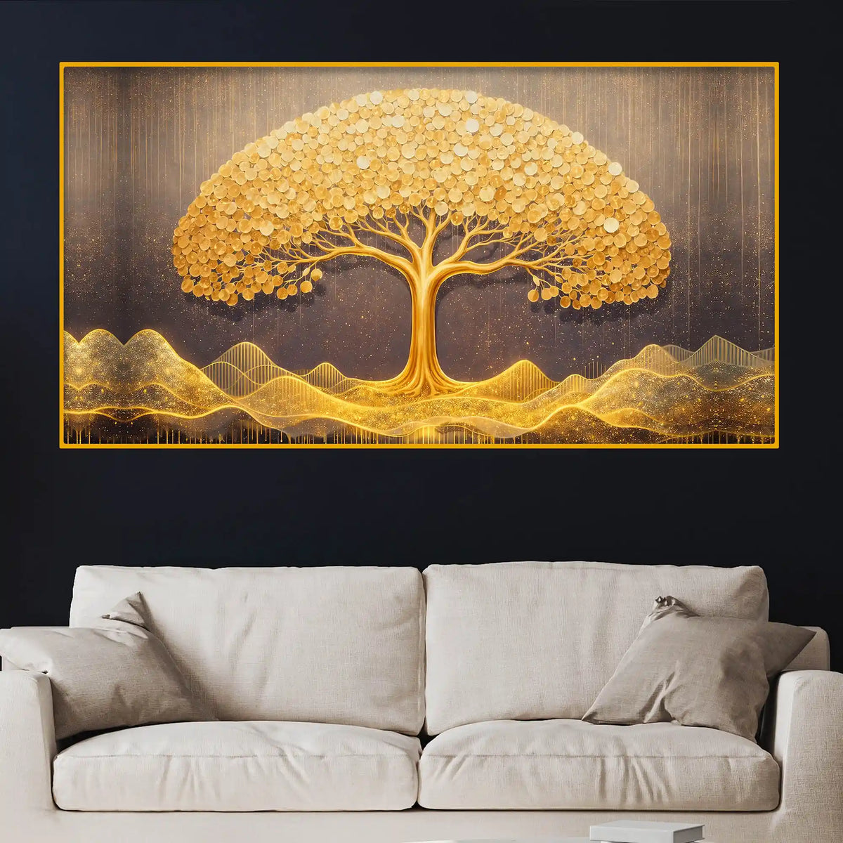 Modern Tree of Life Luxury Interior Crystal Glass Wall Painting