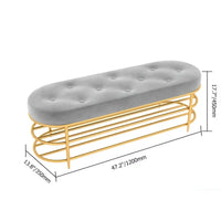 Modern Upholstered Gray Velvet Bench with Shoe Storage