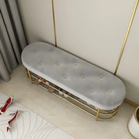 Modern Upholstered Gray Velvet Bench with Shoe Storage