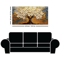 Modern White Floral Tree Canvas Painting for Living Room Décor