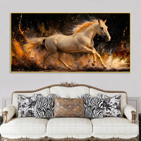 Modern White Horse Canvas Wall Art Abstract Painting for Luxury Home Decor