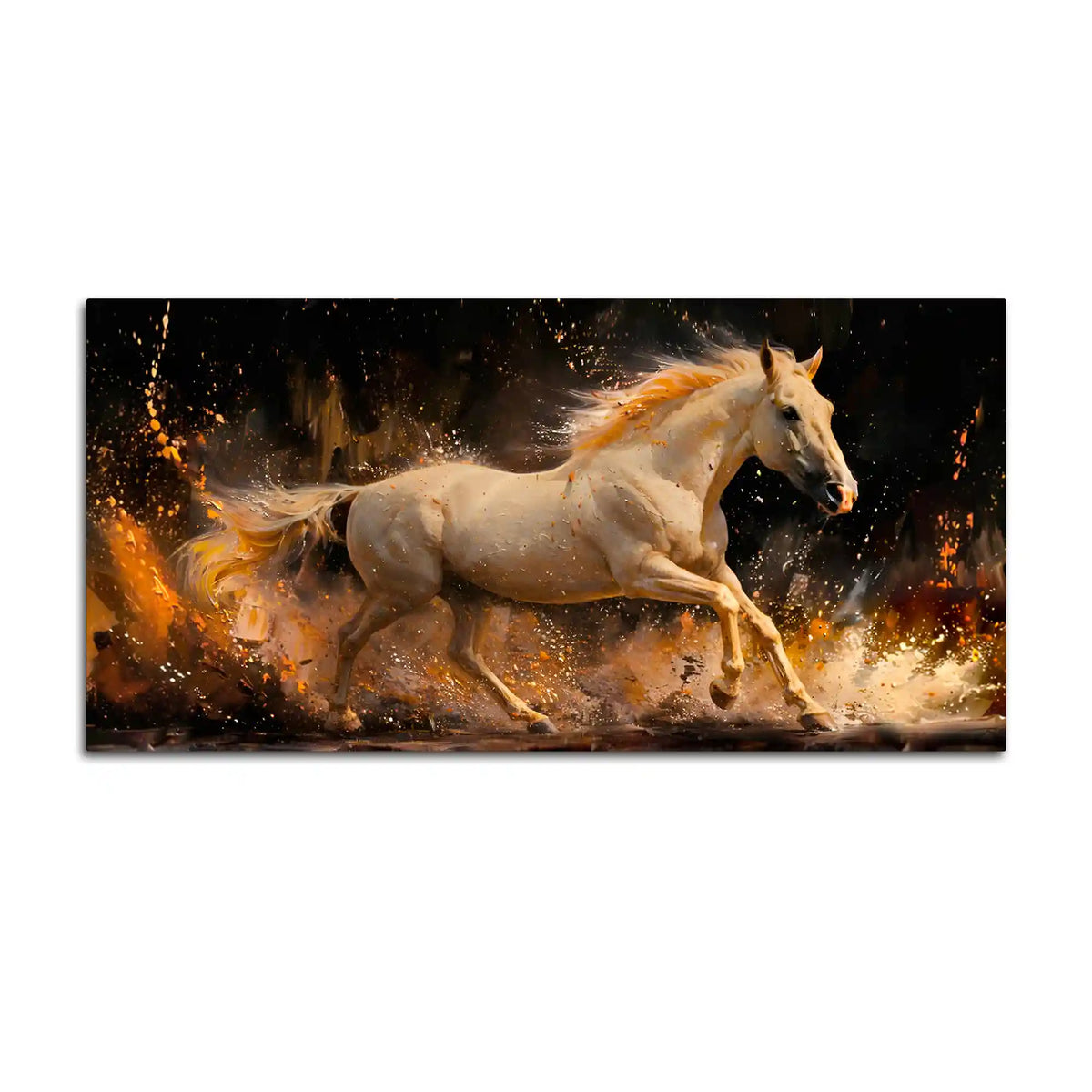 Modern White Horse Canvas Wall Art Abstract Painting for Luxury Home Decor