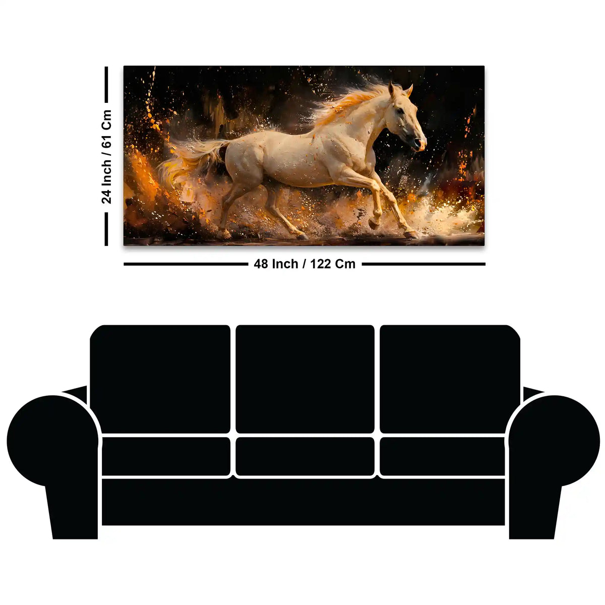 Modern White Horse Canvas Wall Art Abstract Painting for Luxury Home Decor