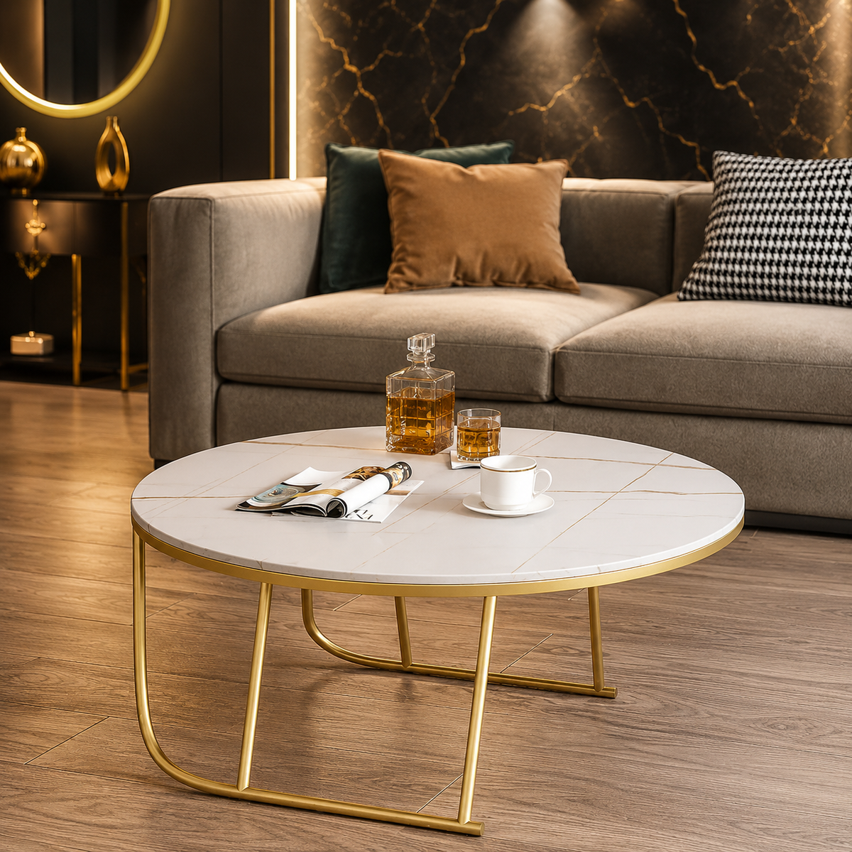 Modern White Marble & Golden Legs Table