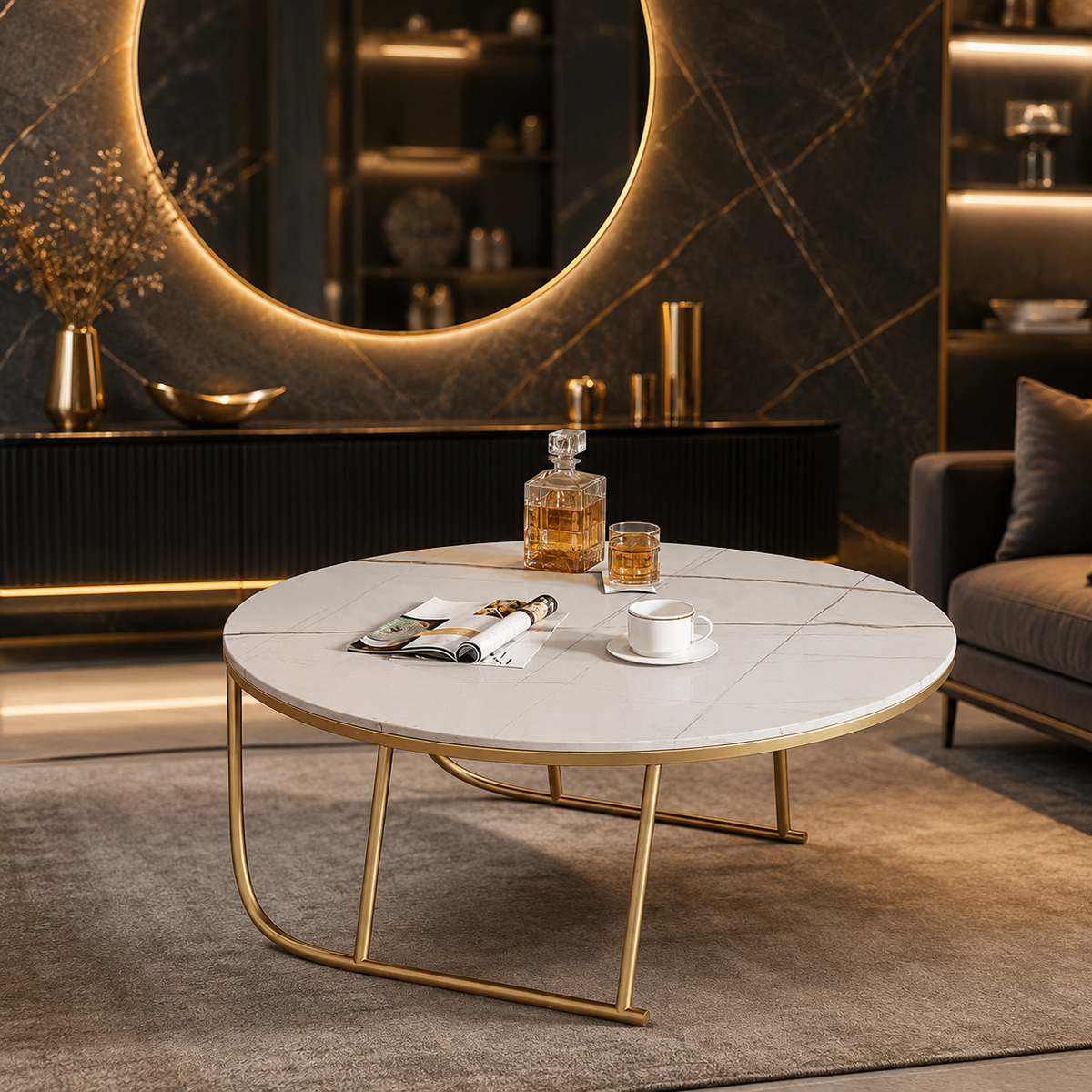 Modern White Marble & Golden Legs Table