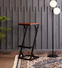 Modern Z Frame Metal Lounge Bar Chair with Wooden Seat