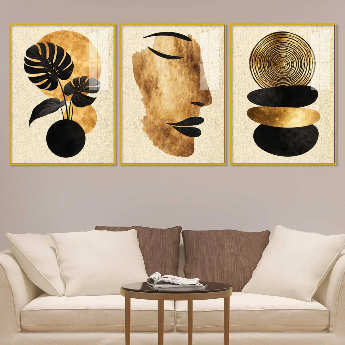 Modern Zen Elegance Acrylic Floating Frame Wall Painting Set of 3