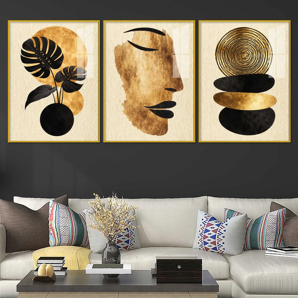 Modern Zen Elegance Acrylic Floating Frame Wall Painting Set of 3