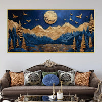 Moon & Mountain Abstract Canvas Wall Art Painting for Home