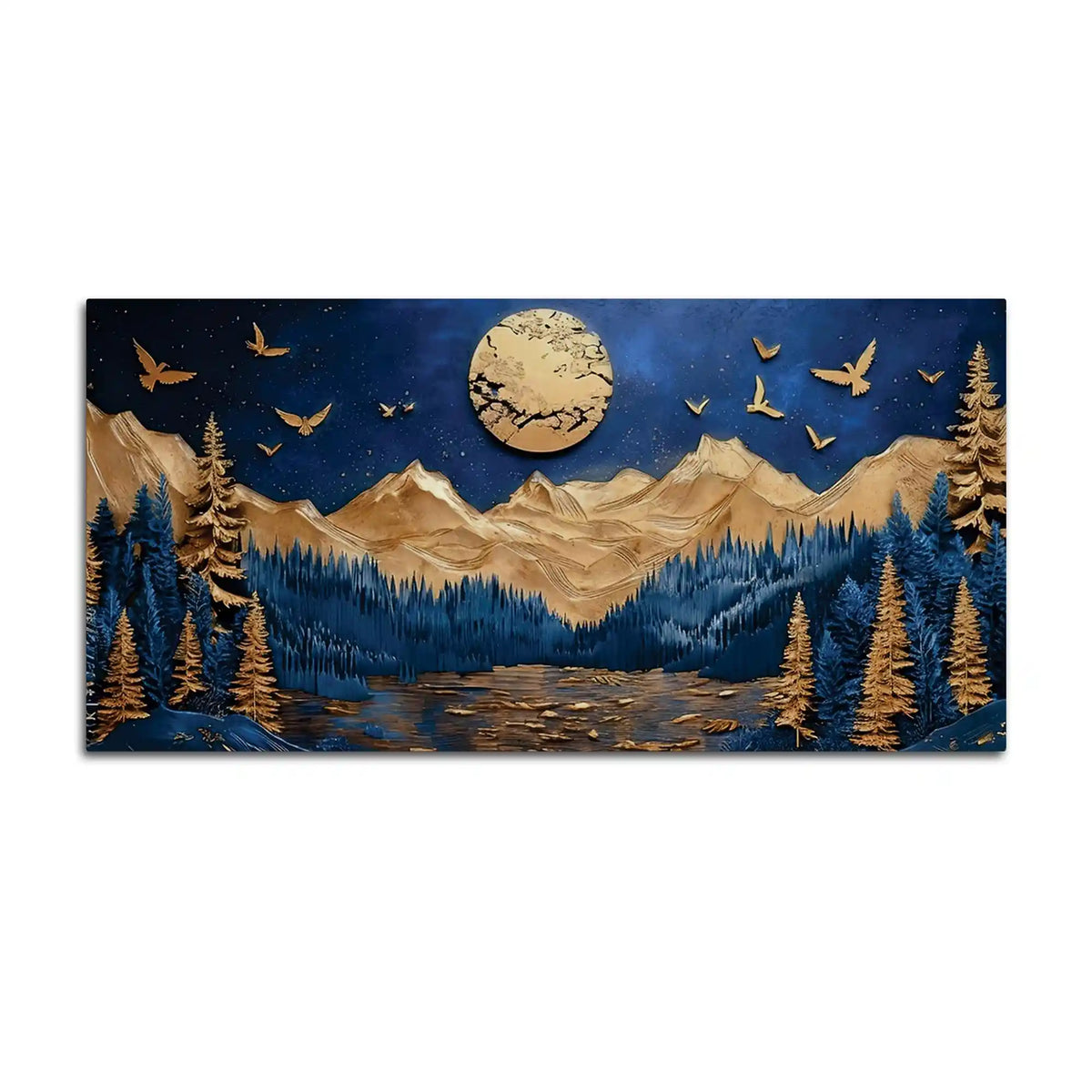 Moon & Mountain Abstract Canvas Wall Art Painting for Home