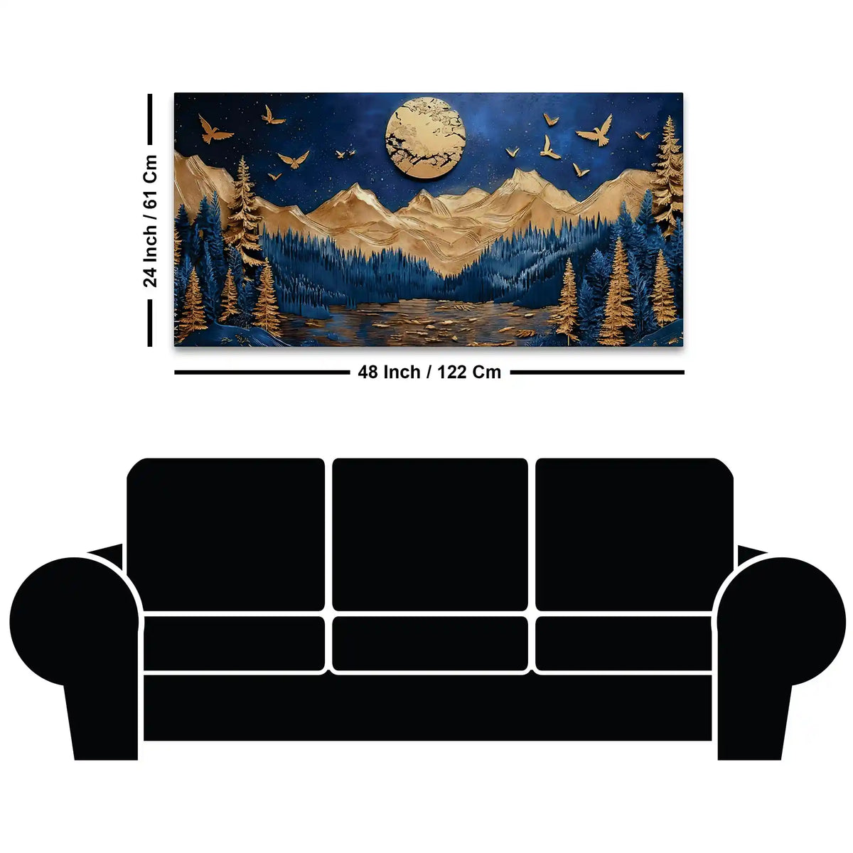 Moon & Mountain Abstract Canvas Wall Art Painting for Home