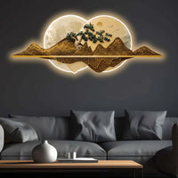 Moon & Sun Love Landscape Crystal Glass Backlit LED Wall Art
