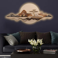 Moonlit Mountain Deer Crystal Glass Backlit LED Wall Art