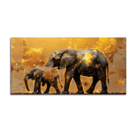 Mother Elephant with Baby Canvas Wall Painting