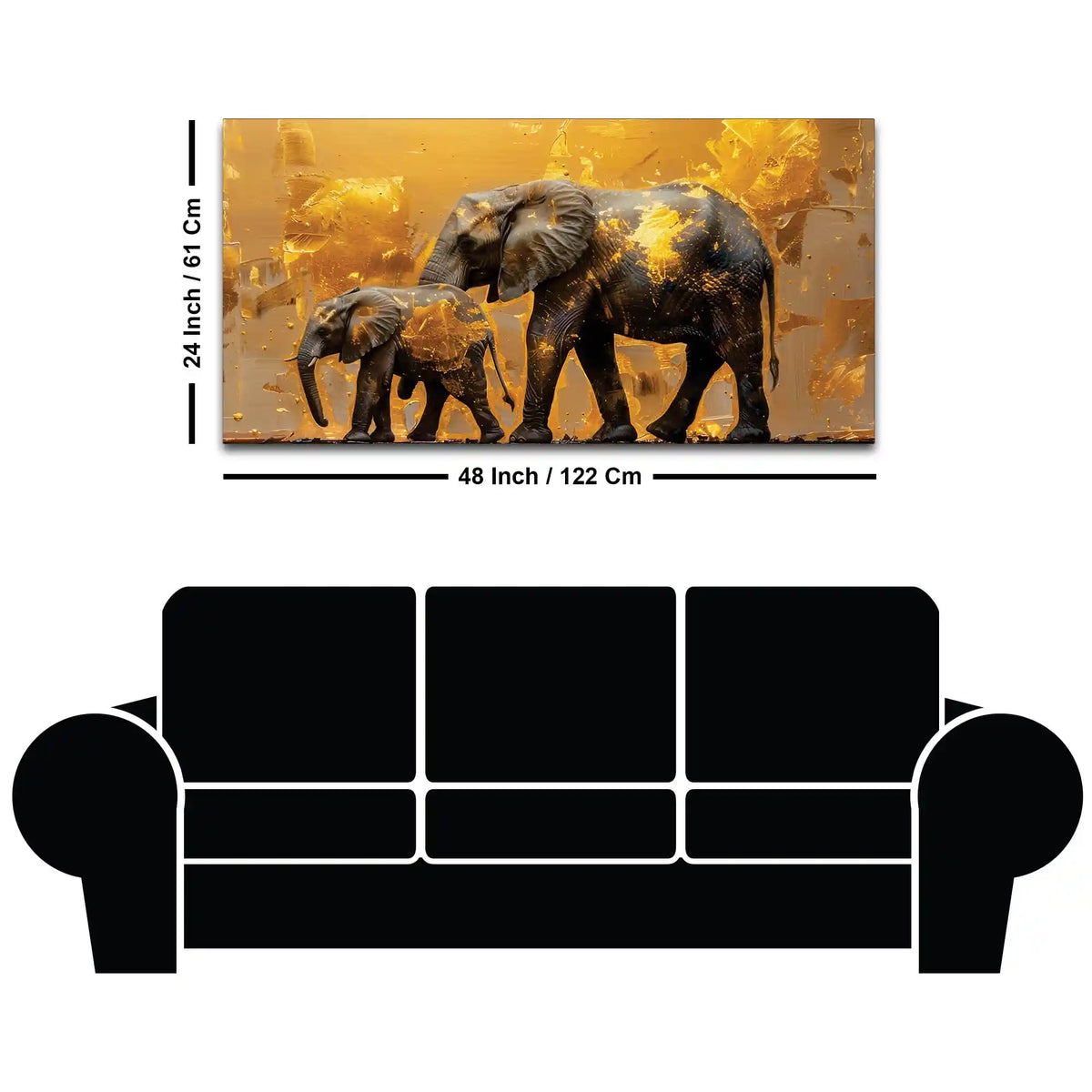 Mother Elephant with Baby Canvas Wall Painting