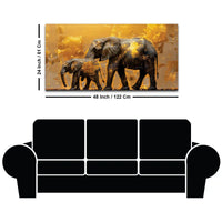 Mother Elephant with Baby Canvas Wall Painting