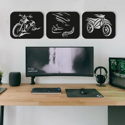 Motorcycle Metal Wall Decor Set for Café & Home