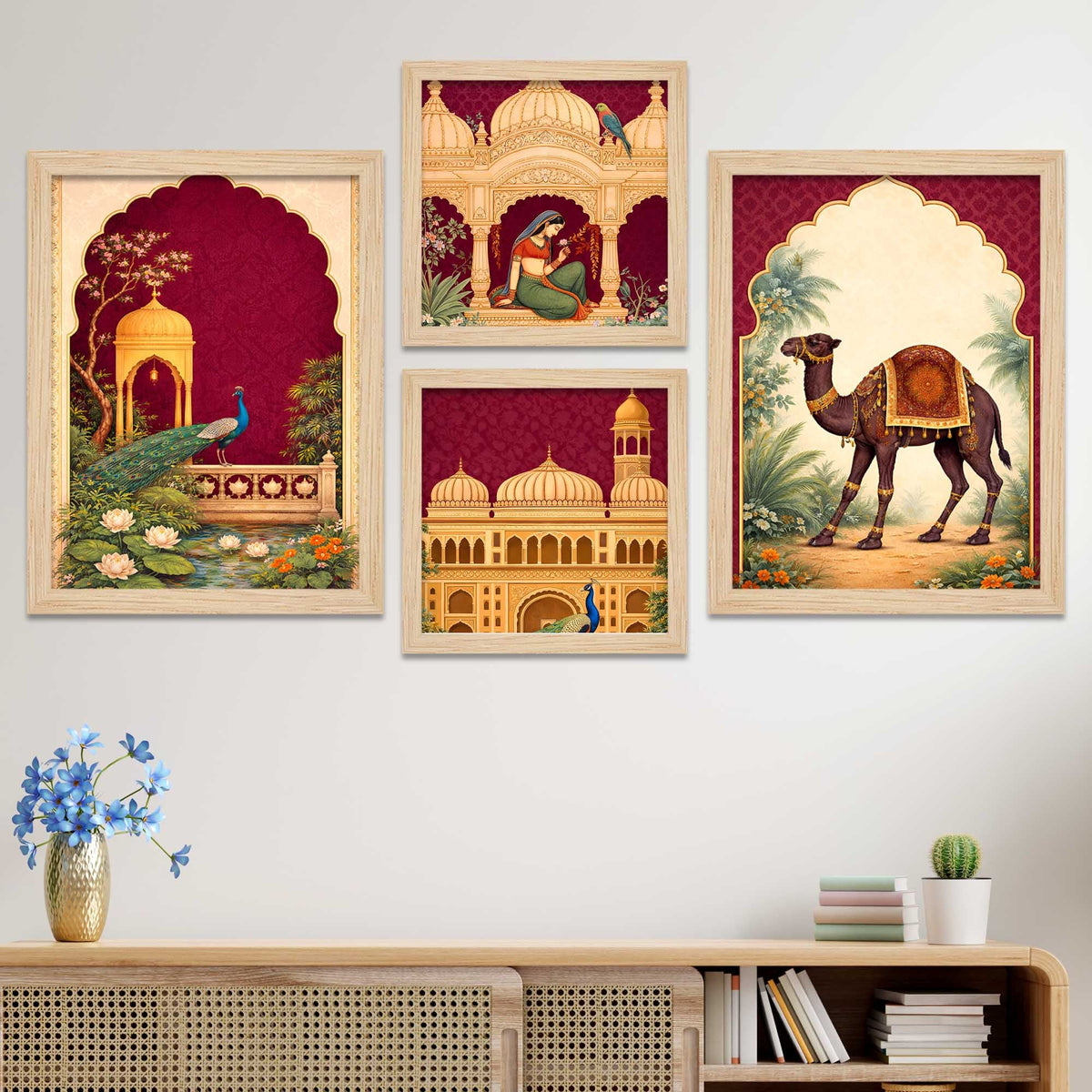 Mughal Architecture & Rajasthani Camel Wall Frame Set of Four