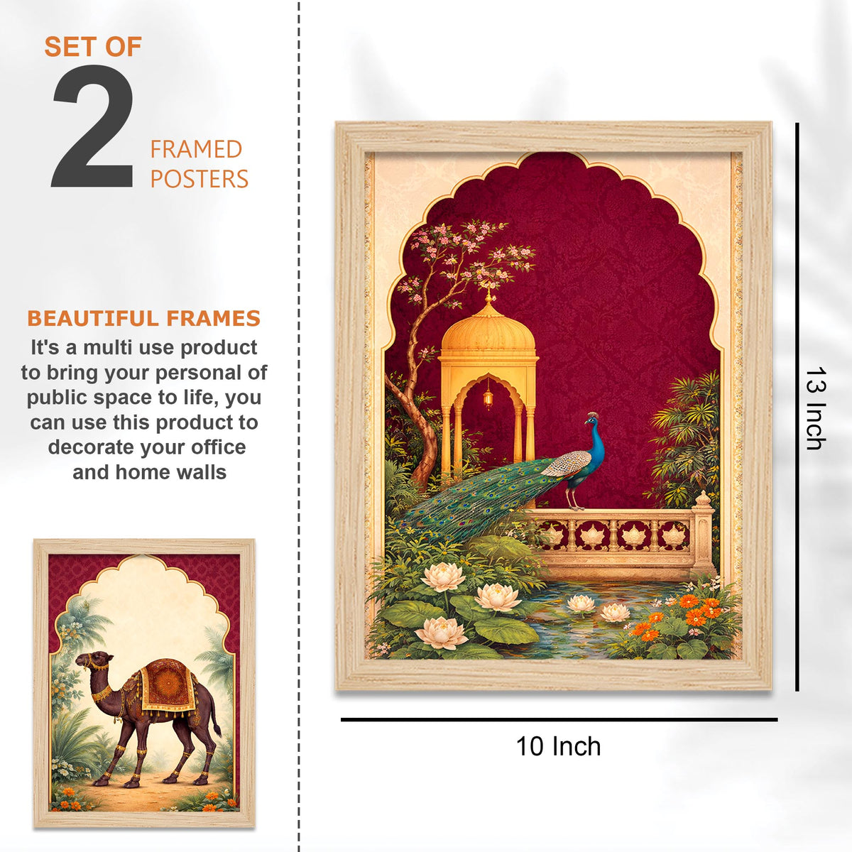 Mughal Architecture & Rajasthani Camel Wall Frame Set of Four