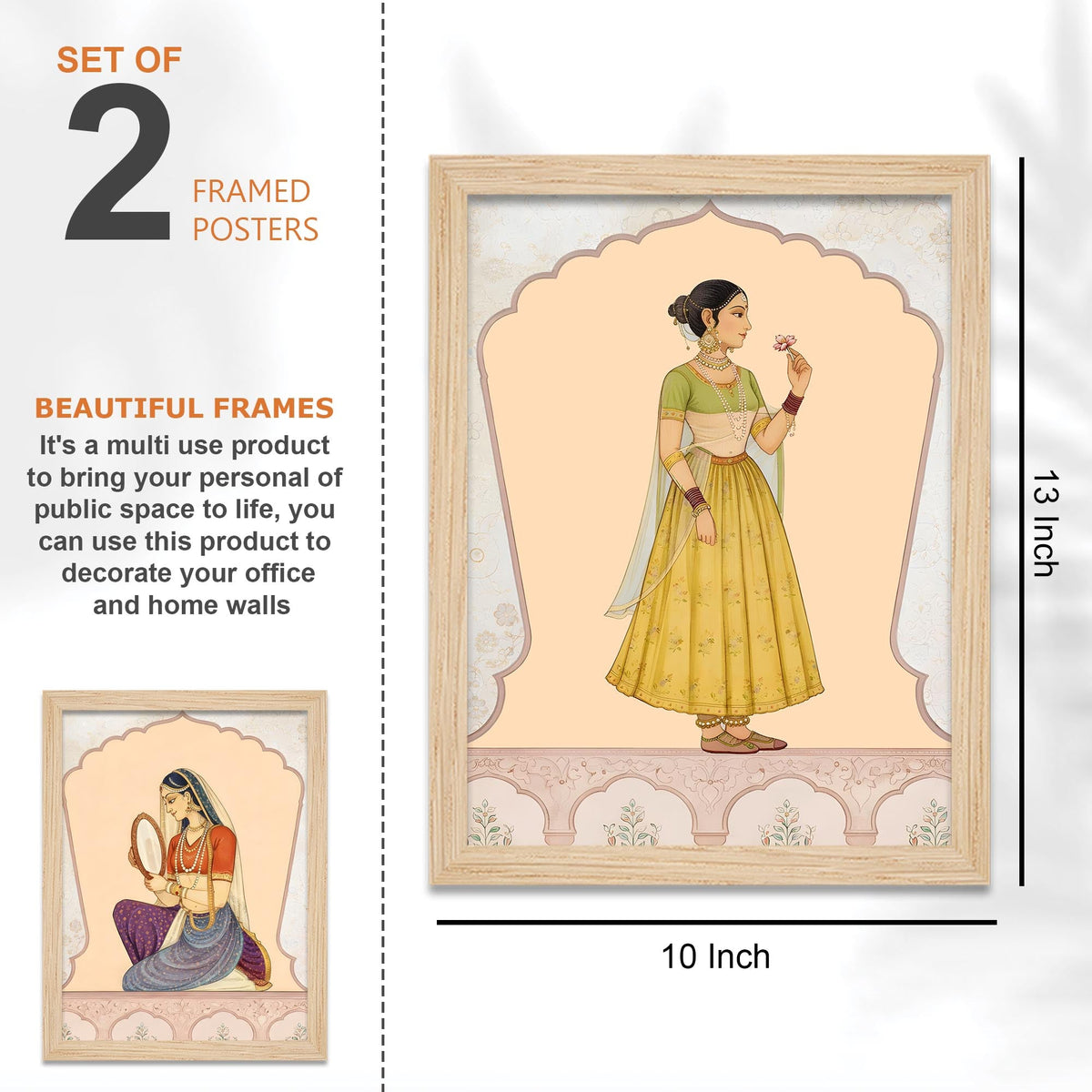 Mughal Rajasthani Miniature Style Wall Art Frame Set of Four