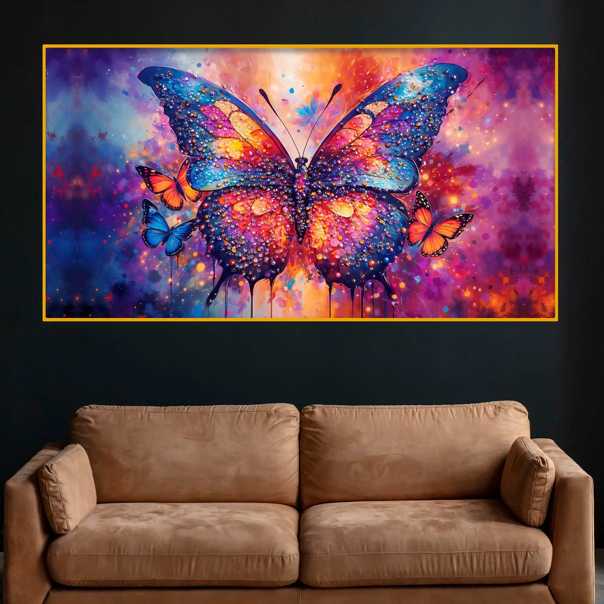 Multicolor Butterfly Crystal Glass Painting for Artistic Wall Décor