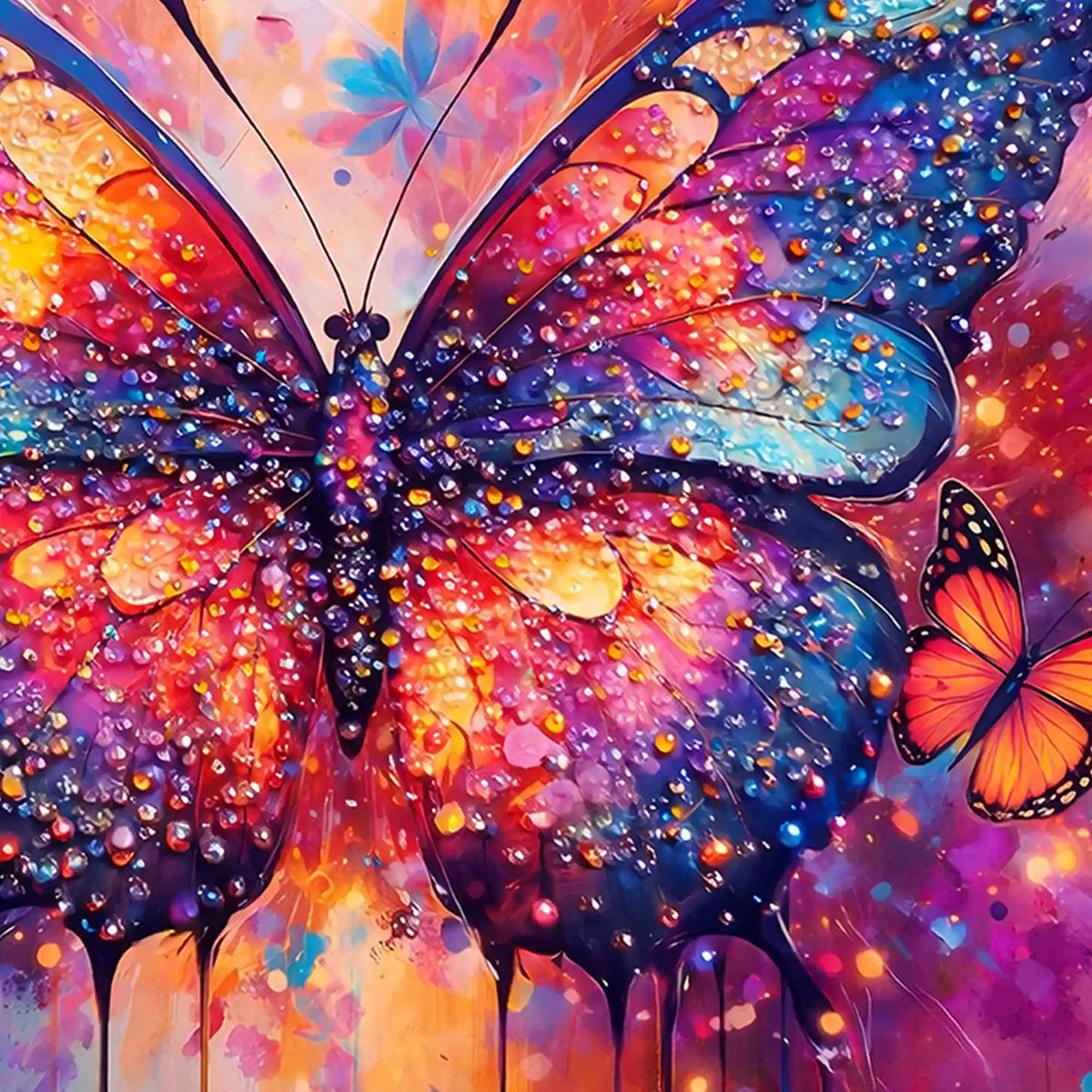 Multicolor Butterfly Crystal Glass Painting for Artistic Wall Décor
