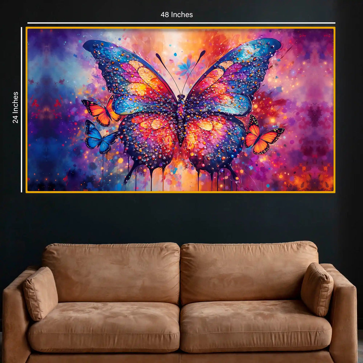 Multicolor Butterfly Crystal Glass Painting for Artistic Wall Décor