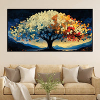 Multicolor Tree of Life Abstract Canvas Wall Painting