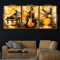 Musical Instruments Floating Acrylic Wall Painting Set of 3