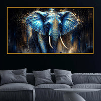 Mystic Blue Elephant Floating Frame Crystal Wall Painting