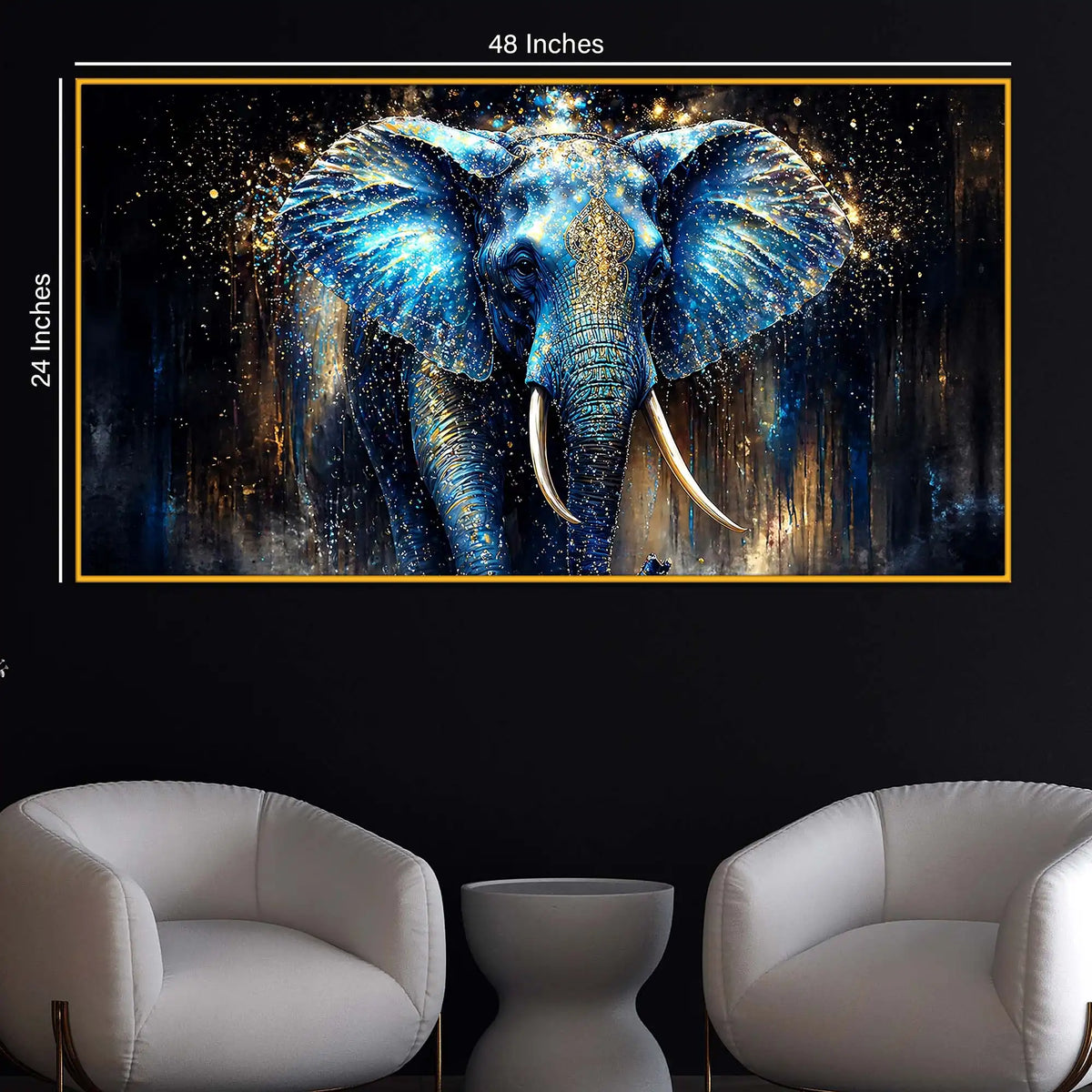 Mystic Blue Elephant Floating Frame Crystal Wall Painting
