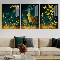 Mystic Forest Harmony Acrylic Floating Frame Wall Painting Set of 3
