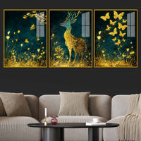 Mystic Forest Harmony Acrylic Floating Frame Wall Painting Set of 3