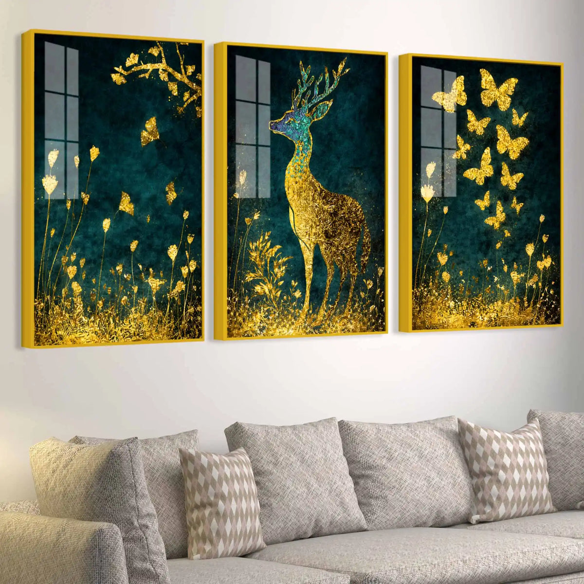Mystic Forest Harmony Acrylic Floating Frame Wall Painting Set of 3