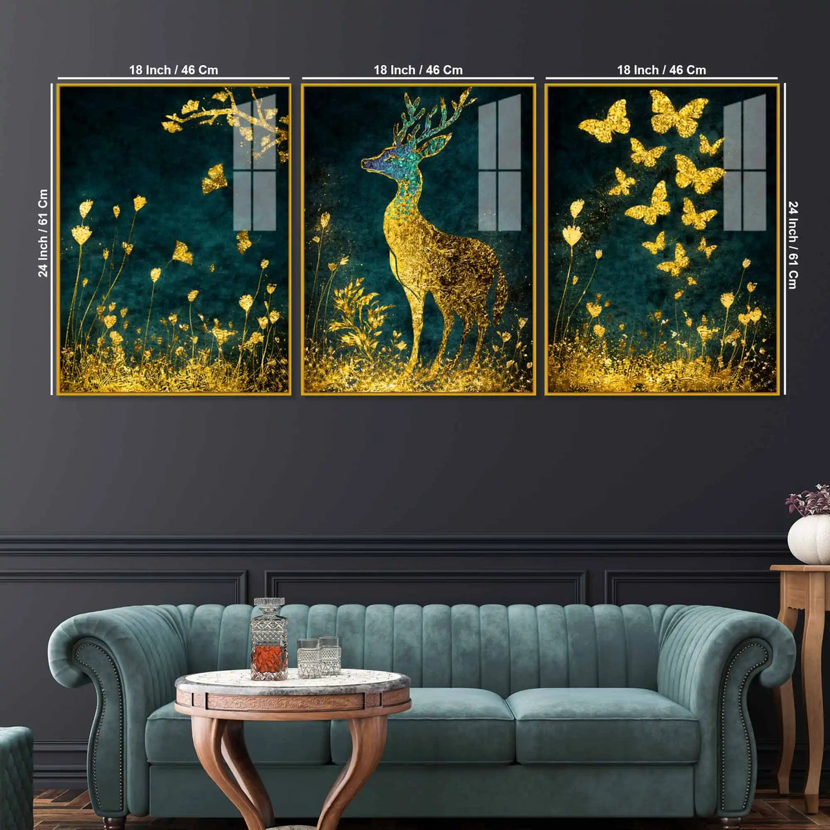 Mystic Forest Harmony Acrylic Floating Frame Wall Painting Set of 3