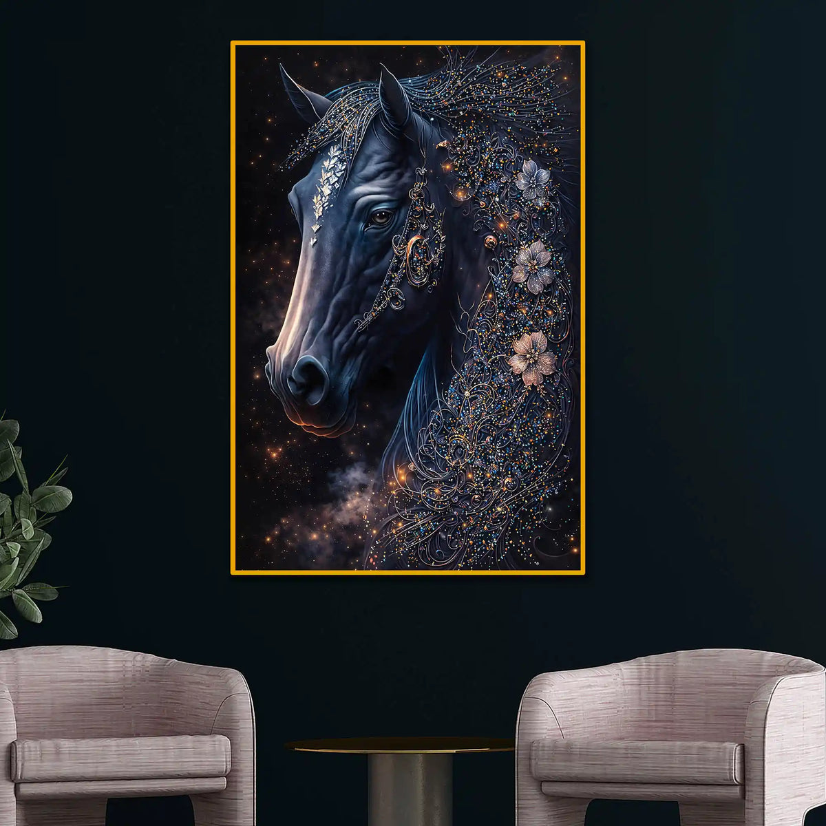 Mystical Horse Wall Art Floating Frame Crystal Wall Painting