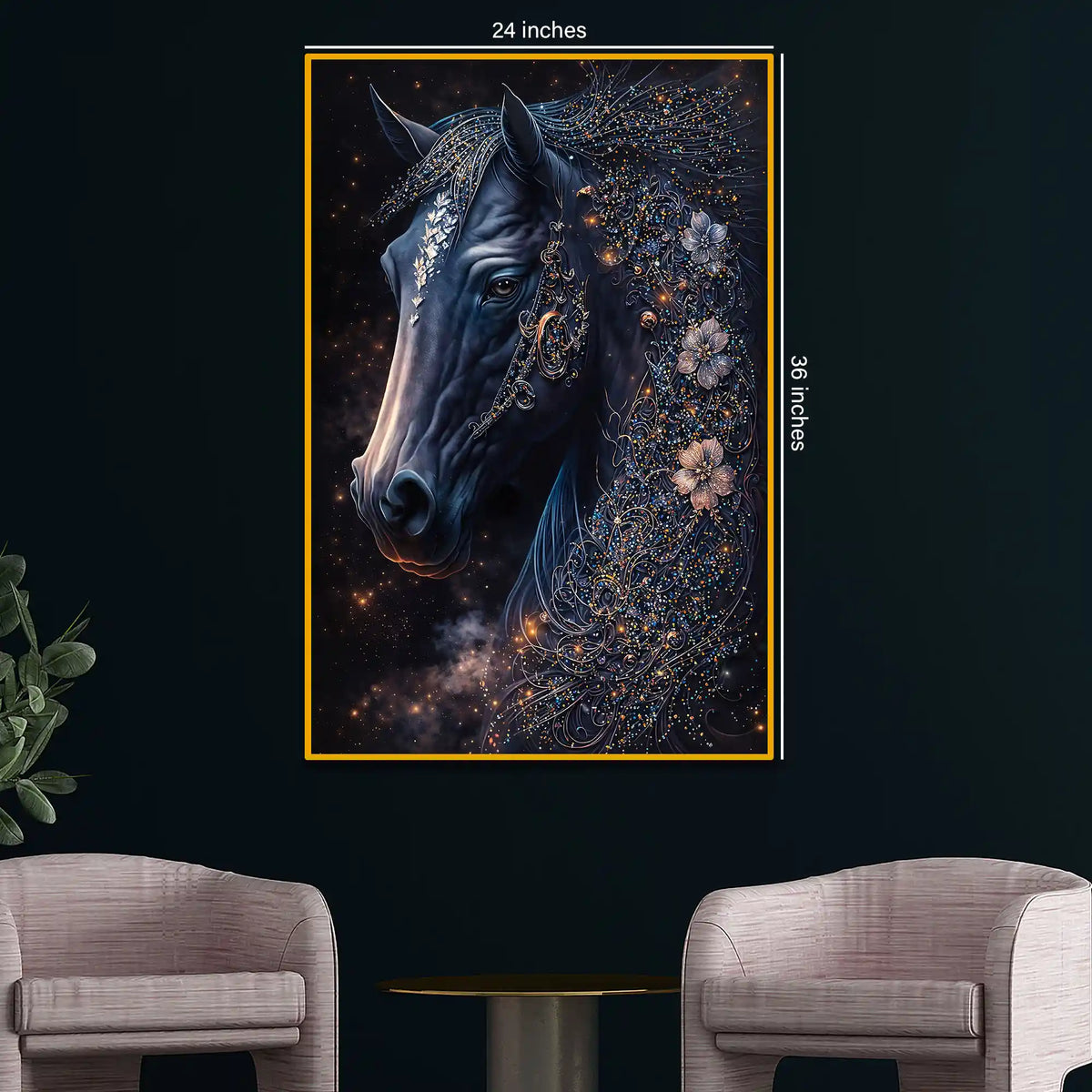 Mystical Horse Wall Art Floating Frame Crystal Wall Painting