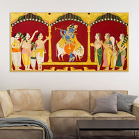 Mythological Krishna Wall Painting | Spiritual Living Room Decor