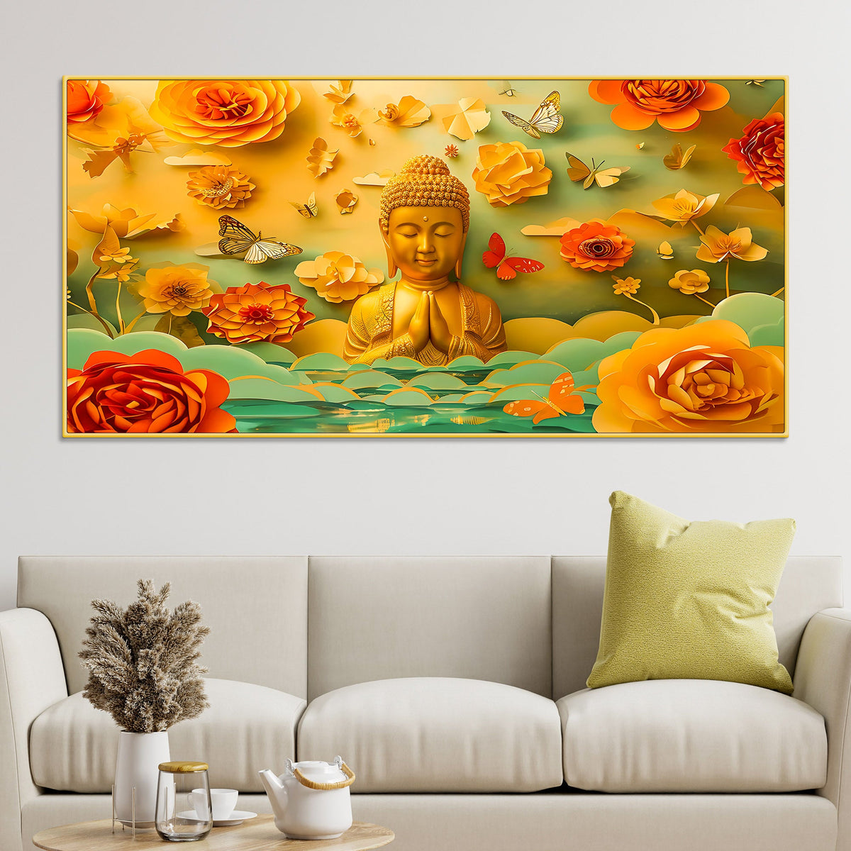 Namaste Buddha Wall Painting for Home Décor