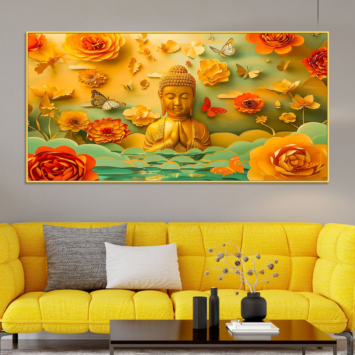 Namaste Buddha Wall Painting for Home Décor