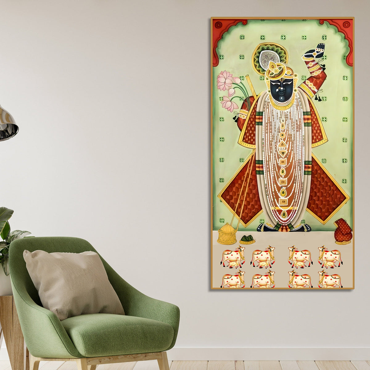 Nathdwara Shrinathji Pichwai Canvas Wall Painting | Indian Religious Wall Décor Art