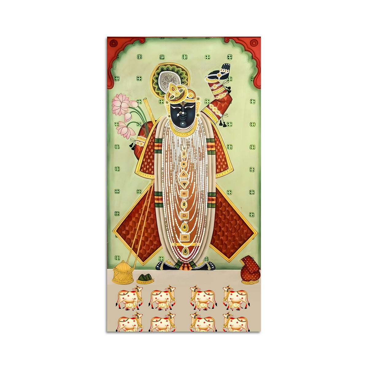 Nathdwara Shrinathji Pichwai Canvas Wall Painting | Indian Religious Wall Décor Art