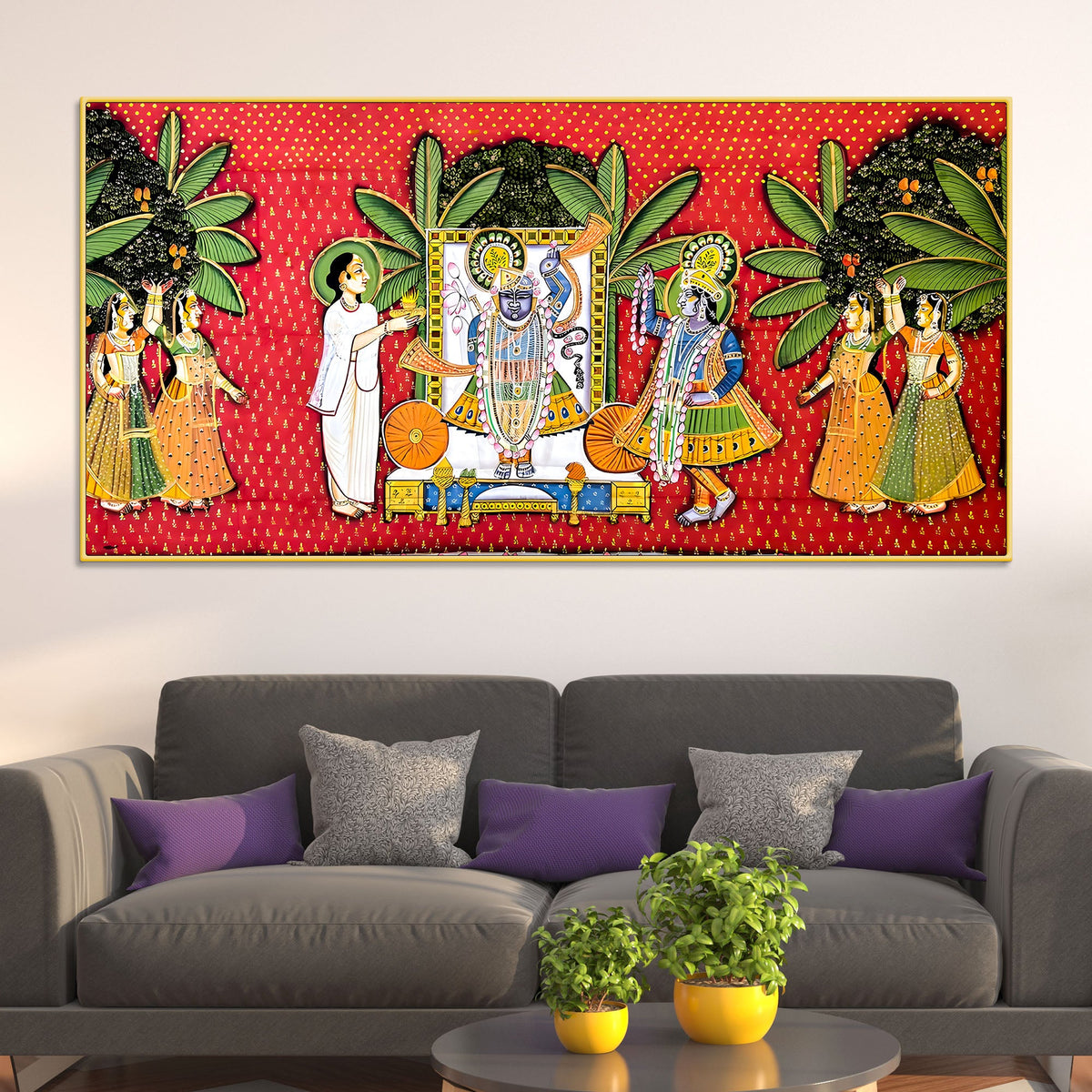 Nathdwara Shrinathji Pichwai Style Canvas Painting | Traditional Decor